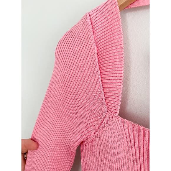 Anna October | Square Neck Sweater with Back Tie | Pink | Sz M - Picture 6 of 9